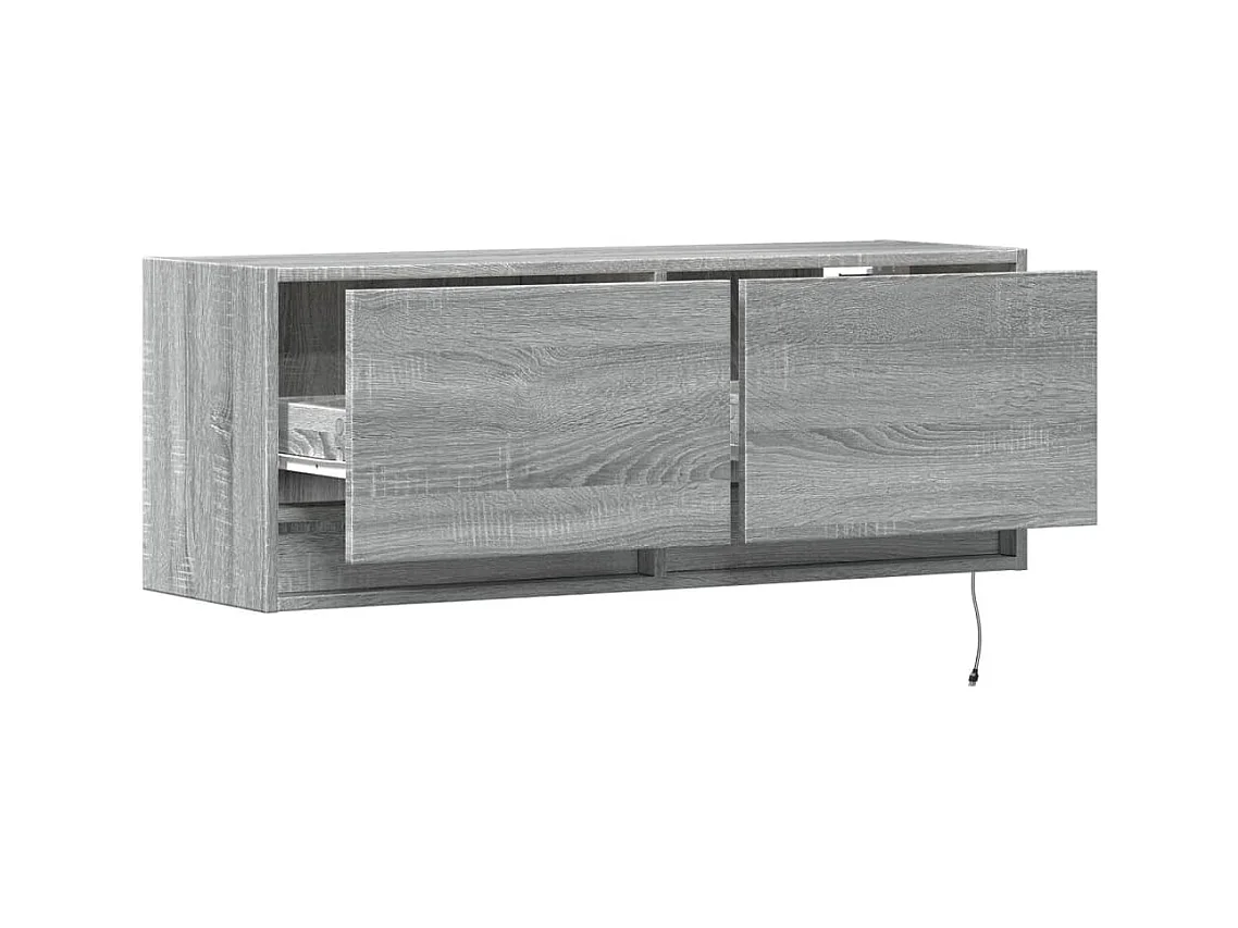 Meuble TV mural avec lumières LED sonoma gris 100x31x35 cm