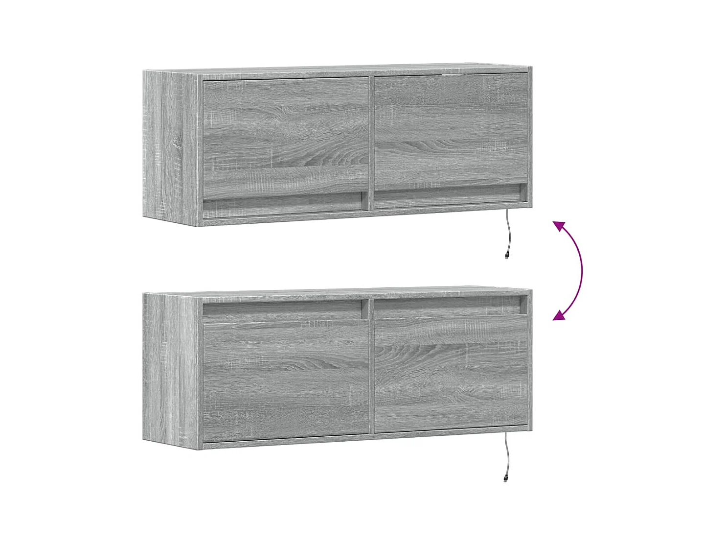 Meuble TV mural avec lumières LED sonoma gris 100x31x35 cm