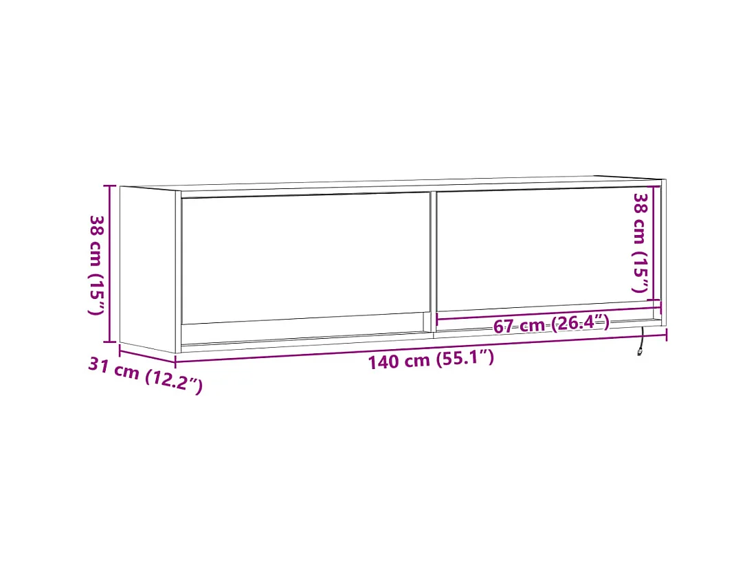 Meuble TV mural avec lumières LED blanc 140x31x38 cm