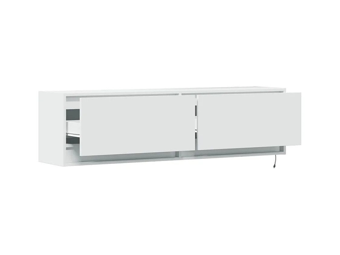 Meuble TV mural avec lumières LED blanc 140x31x38 cm