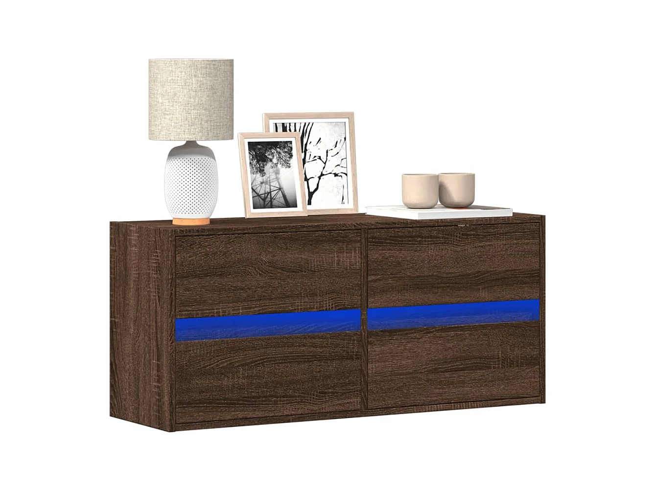 Meuble TV mural avec lumières LED chêne marron 100x31x45 cm