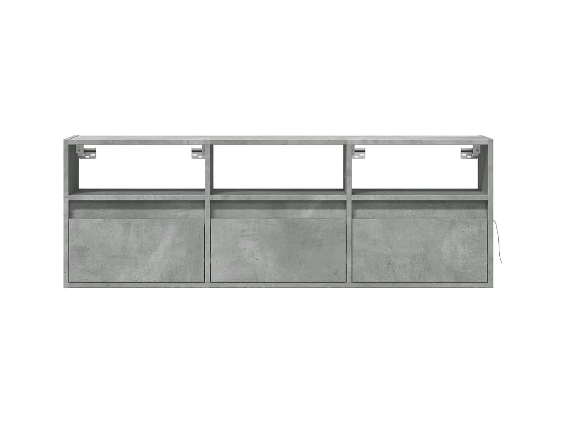 Mobile TV a Parete con Luci LED Grigio Cemento 130x31x45 cm