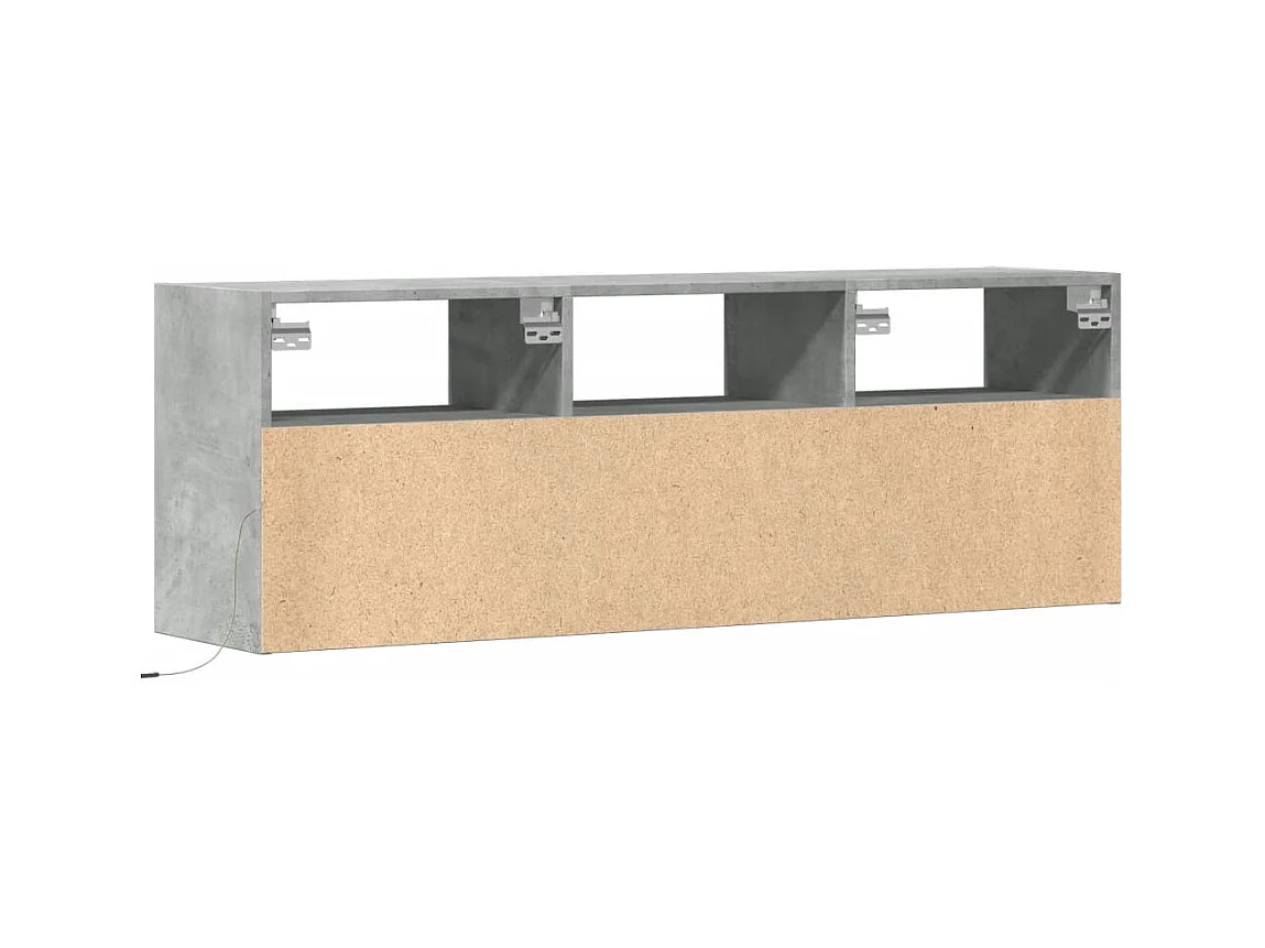 Mobile TV a Parete con Luci LED Grigio Cemento 130x31x45 cm