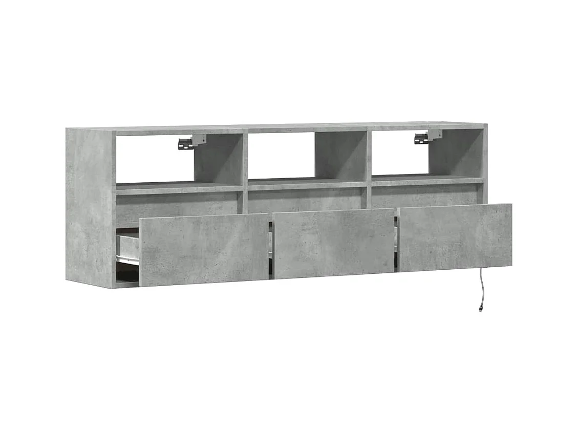 Mobile TV a Parete con Luci LED Grigio Cemento 130x31x45 cm