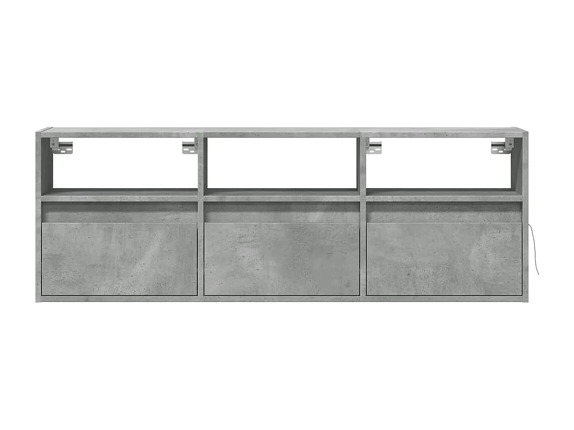 Mueble de TV de pared con luces LED gris hormigón 130x31x45 cm