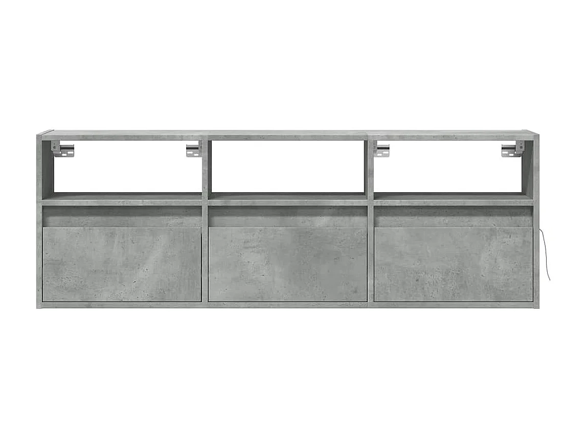 Meuble TV mural avec lumières LED gris béton 130x31x45 cm