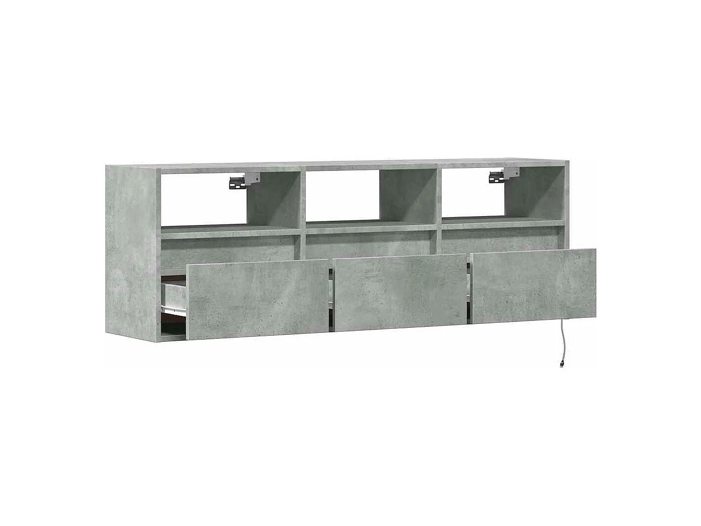 Meuble TV mural avec lumières LED gris béton 130x31x45 cm
