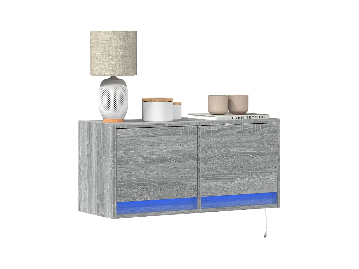 TV-Wandschrank mit LED-Beleuchtung Grau Sonoma 80x31x38 cm