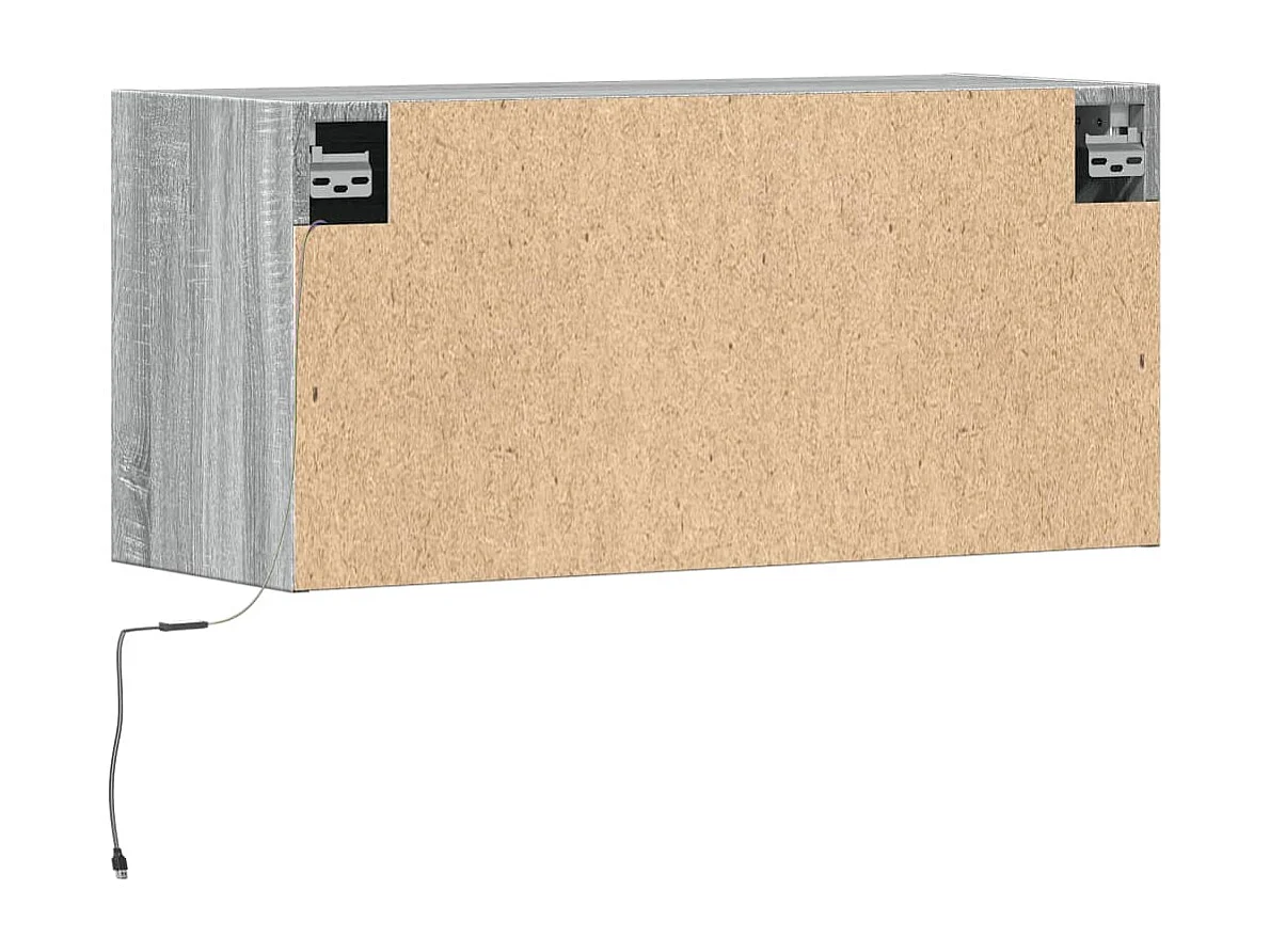 Meuble TV mural avec lumières LED sonoma gris 80x31x35 cm