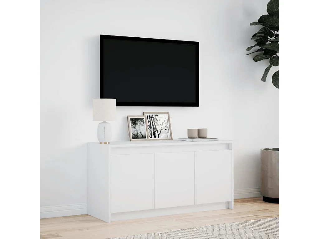 Móvel de TV com luzes LED derivados de madeira branco