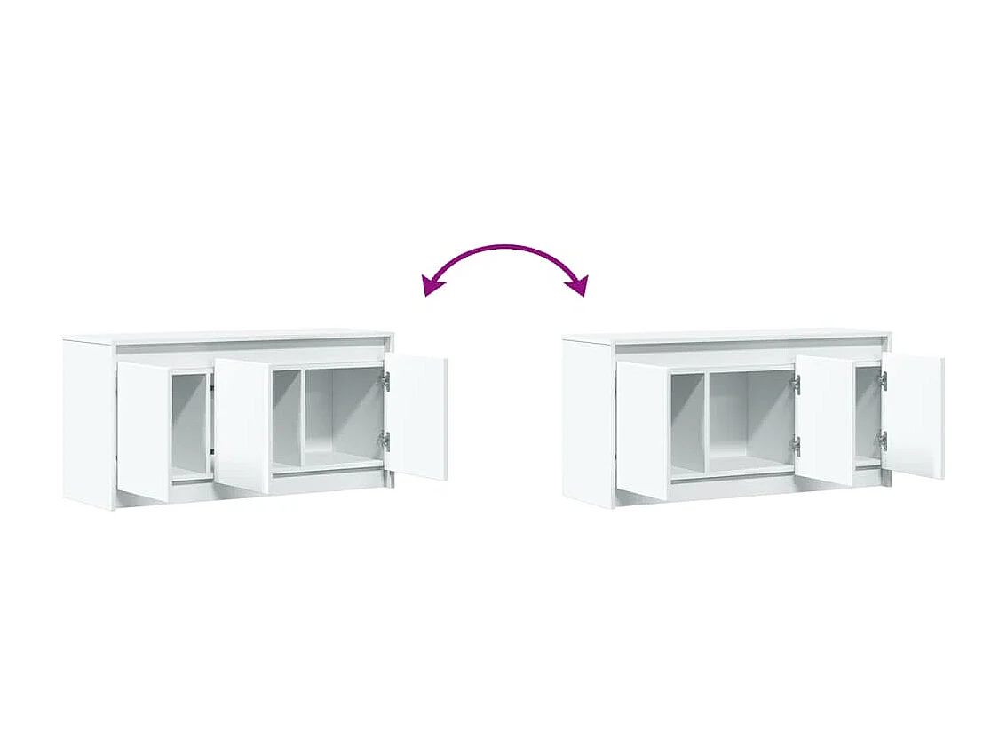 Móvel de TV com luzes LED derivados de madeira branco