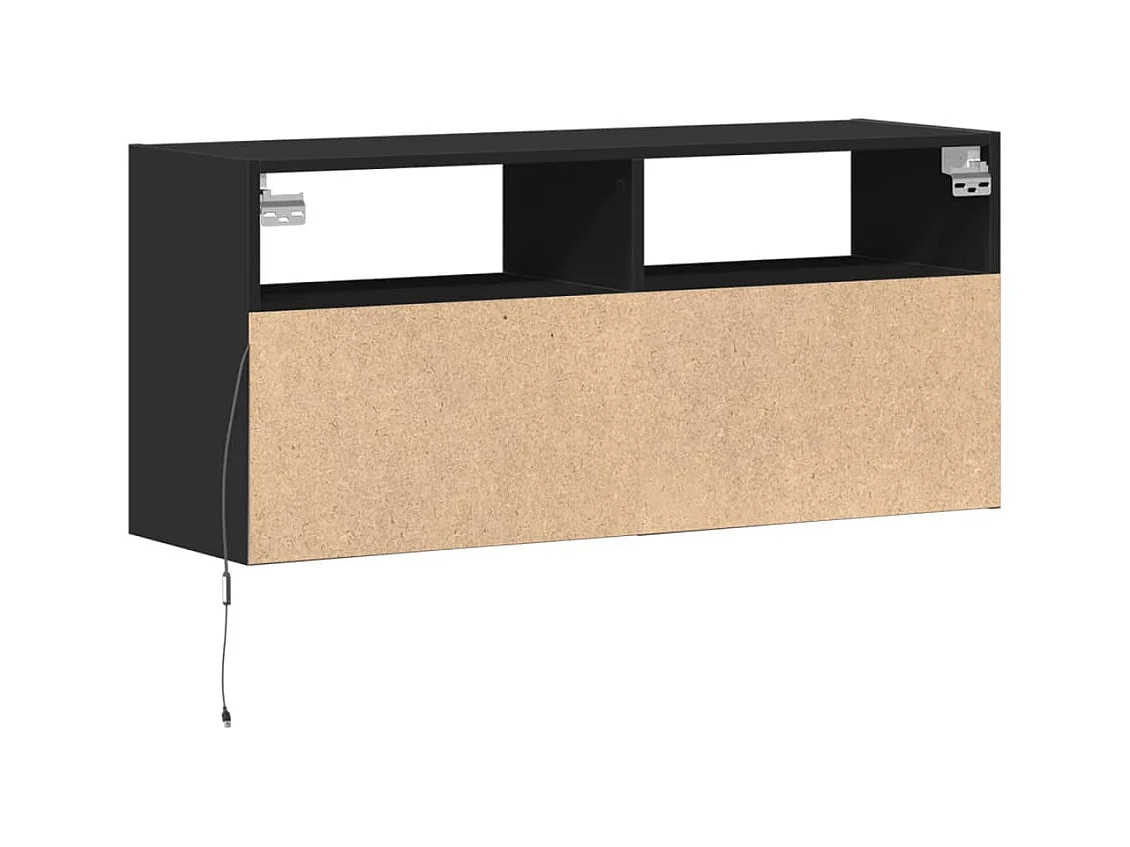 Meuble TV mural avec lumières LED noir 100x31x45 cm