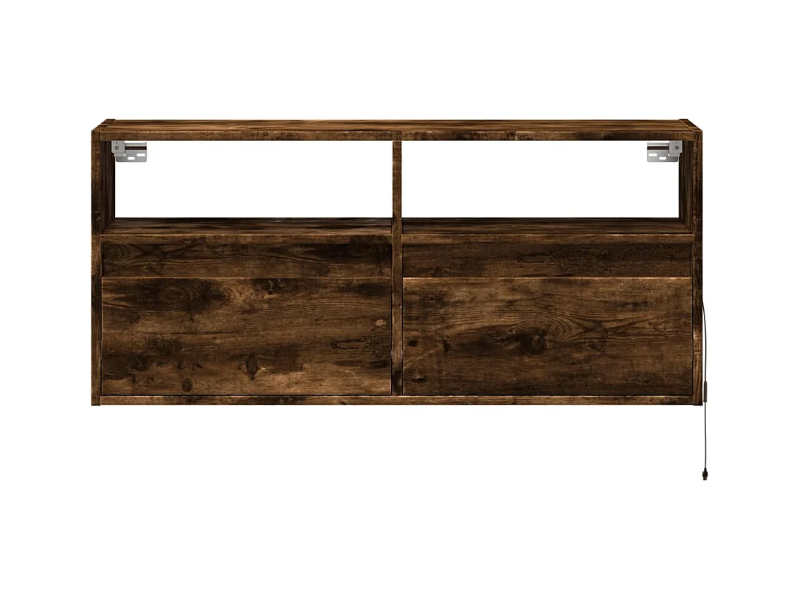 Meuble TV mural avec lumières LED chêne fumé 100x31x45 cm