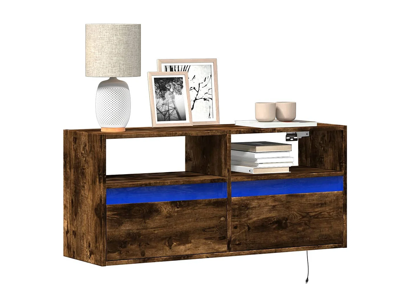 TV-Wandschrank mit LED-Beleuchtung Räuchereiche 100x31x45 cm