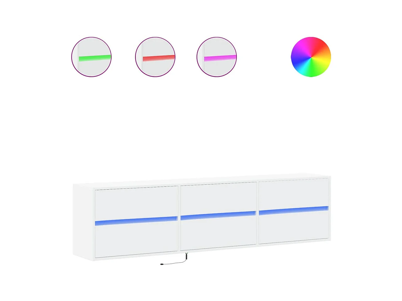 Meuble TV mural avec LED blanc 180x31x45 cm