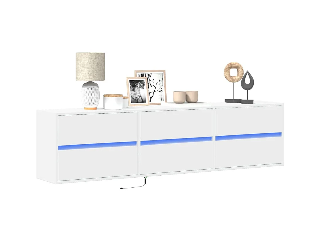 Mobile TV a Parete con LED Bianco 180x31x45 cm