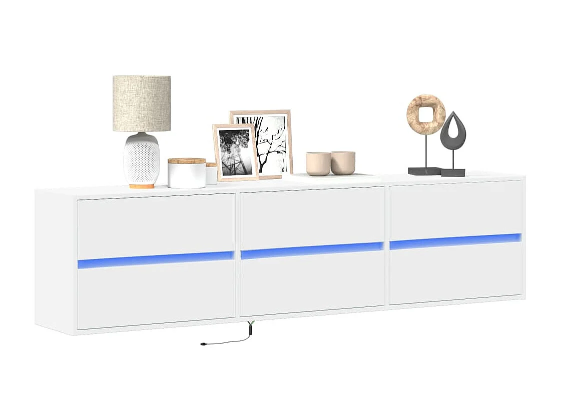 Tv-wandmeubel met LED-verlichting 180x31x45 cm wit