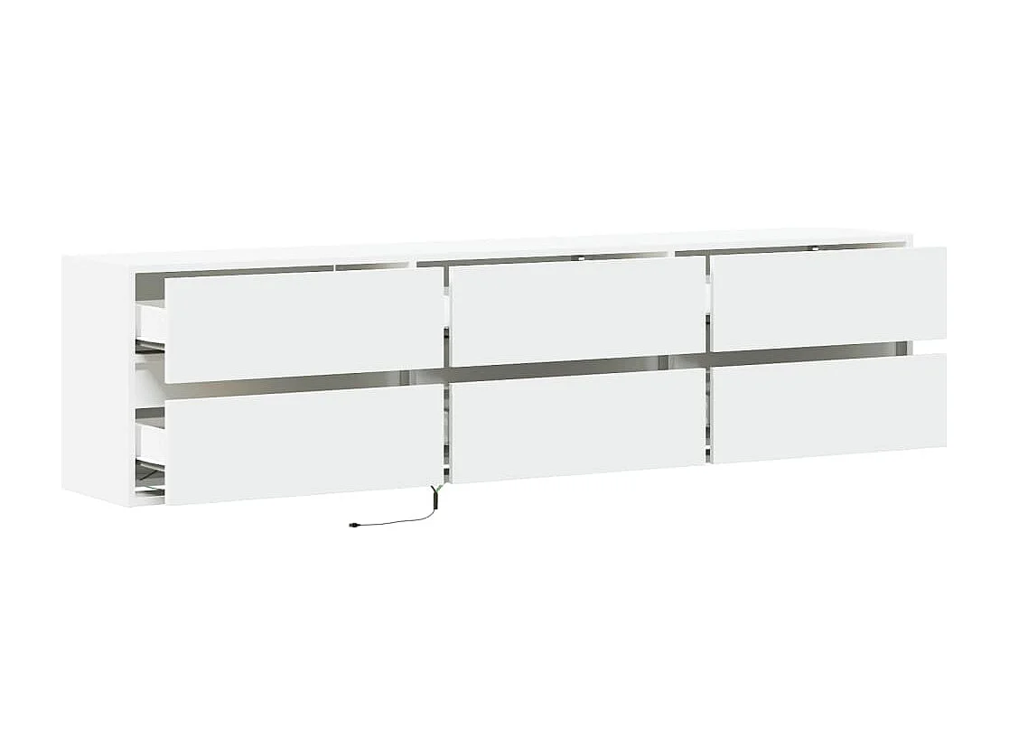 Tv-wandmeubel met LED-verlichting 180x31x45 cm wit