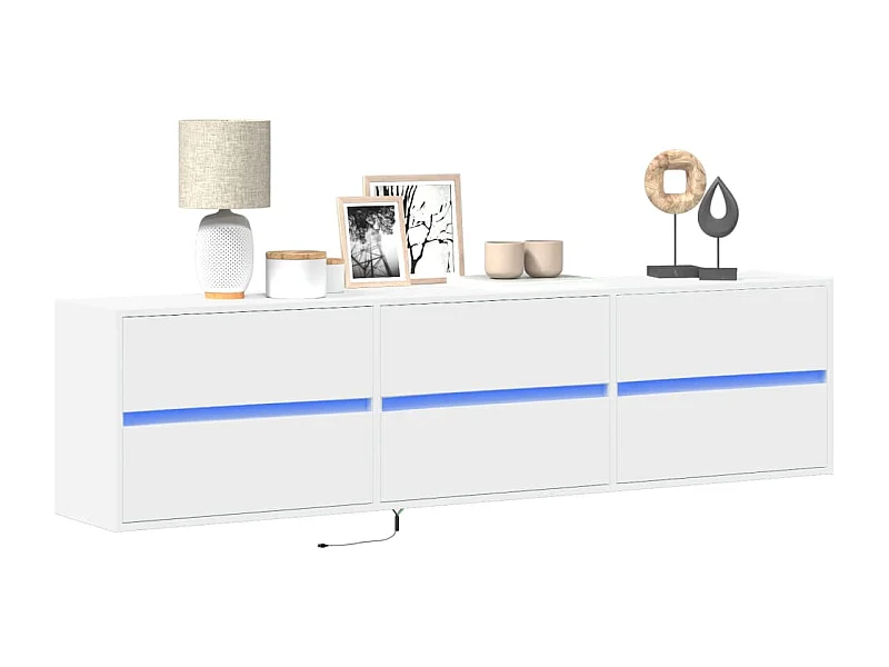 Mobile TV a Parete con LED Bianco 180x31x45 cm