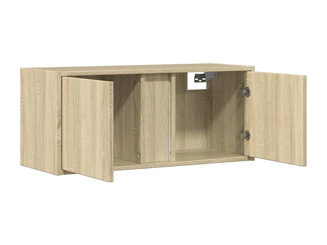 Móvel de parede p/ TV c/ luzes LED 80x31x35 cm carvalho sonoma