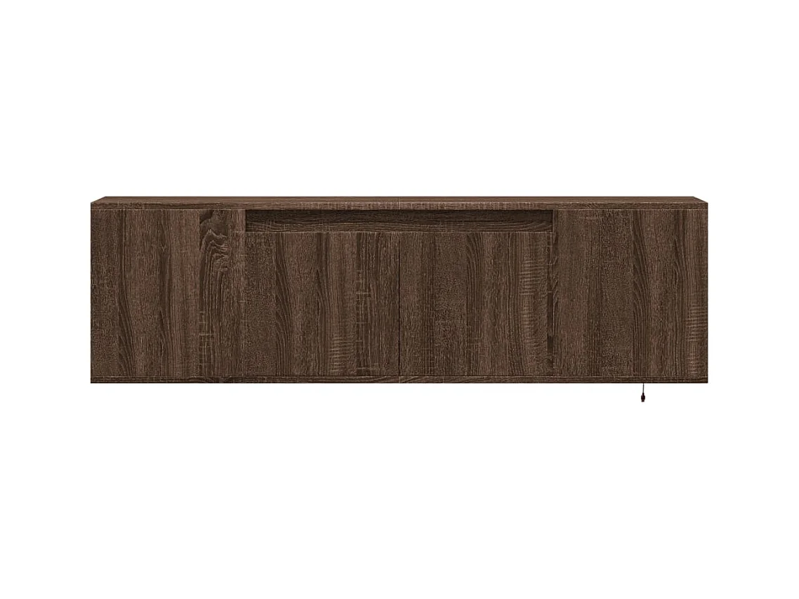 Meuble TV mural avec lumières LED chêne marron 135x31x39,5 cm