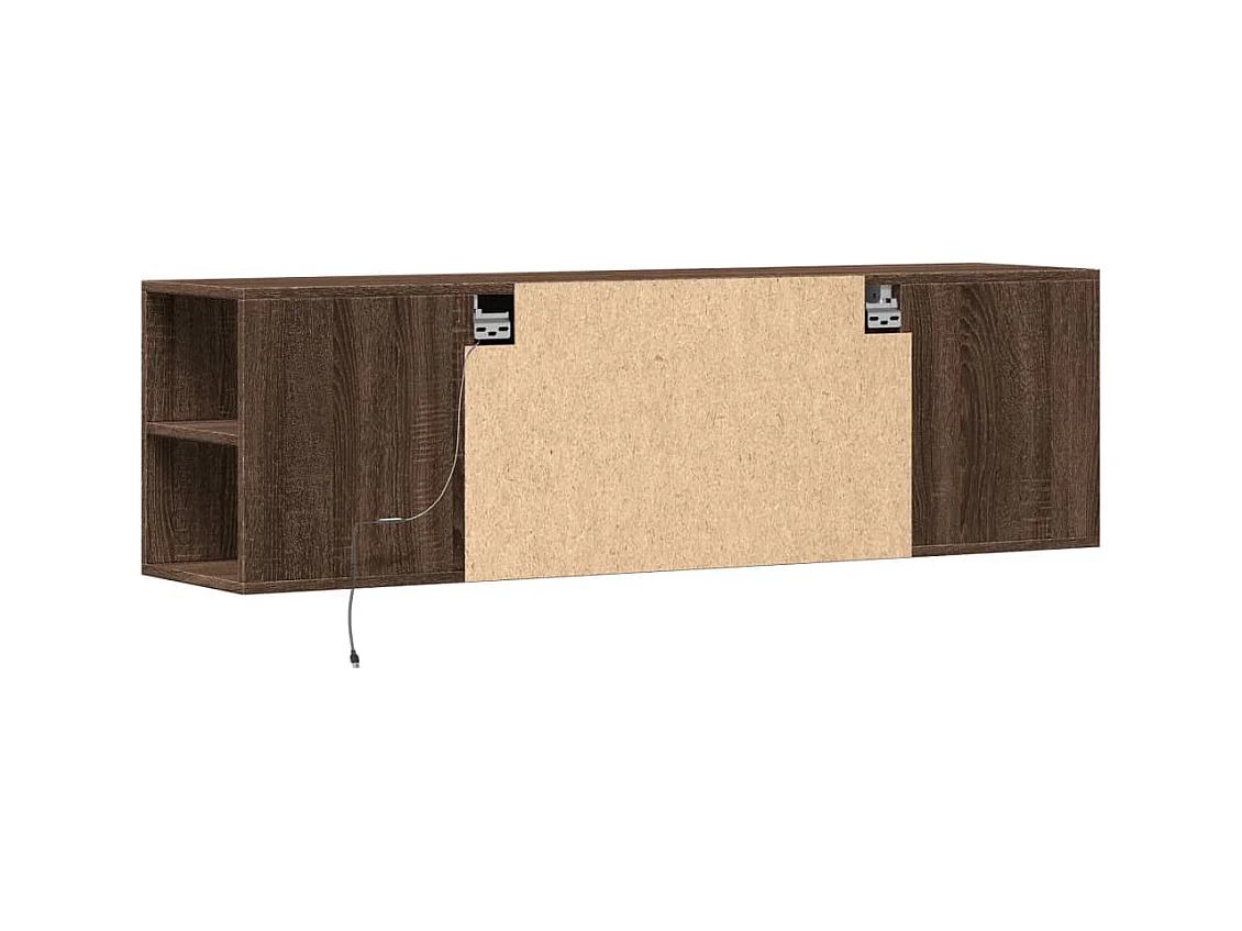 Meuble TV mural avec lumières LED chêne marron 135x31x39,5 cm