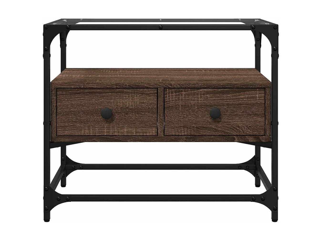 Tv-meubel met glazen blad 60x35x51 cm hout bruin eikenkleurig