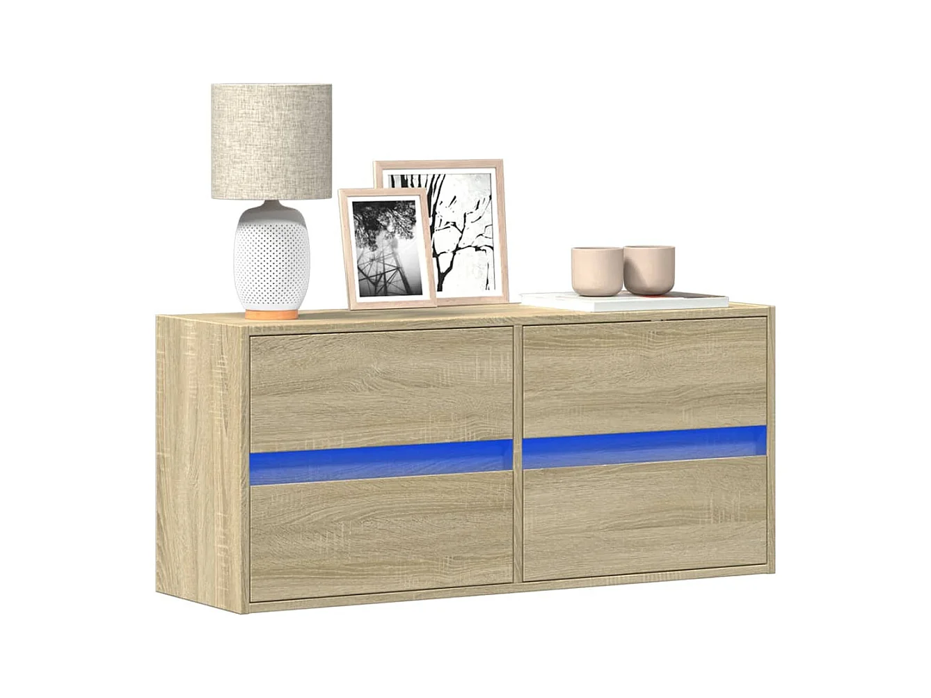 Meuble TV mural avec lumières LED chêne sonoma 100x31x45 cm