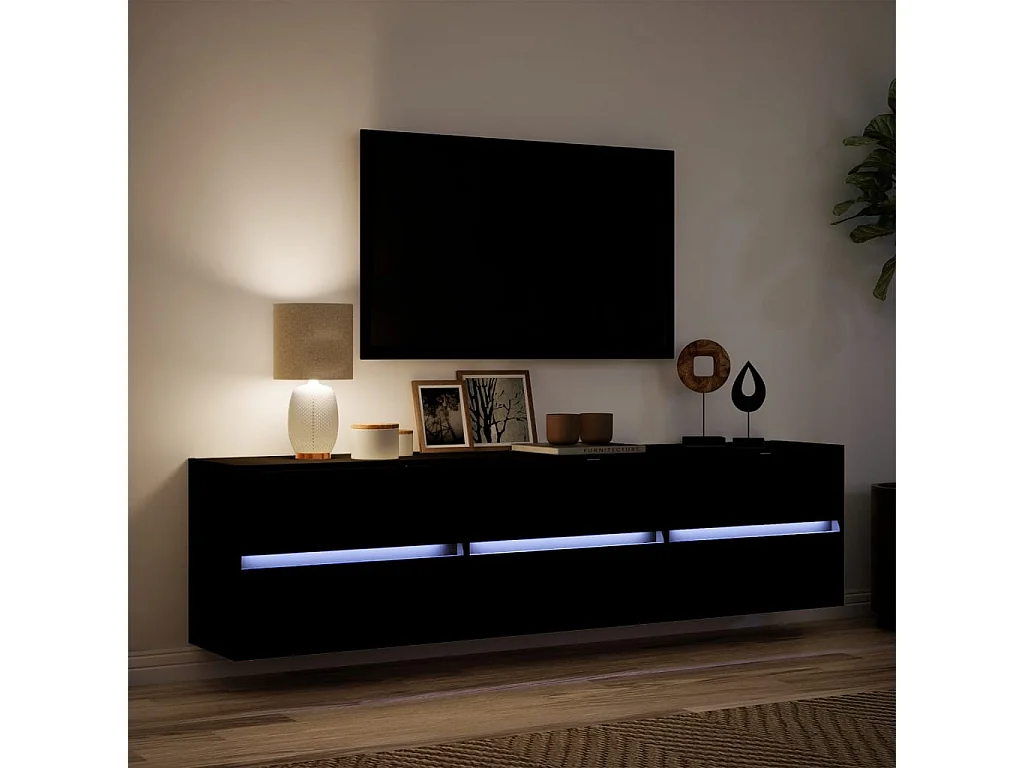 Tv-wandmeubel met LED-verlichting 180x31x45 cm zwart