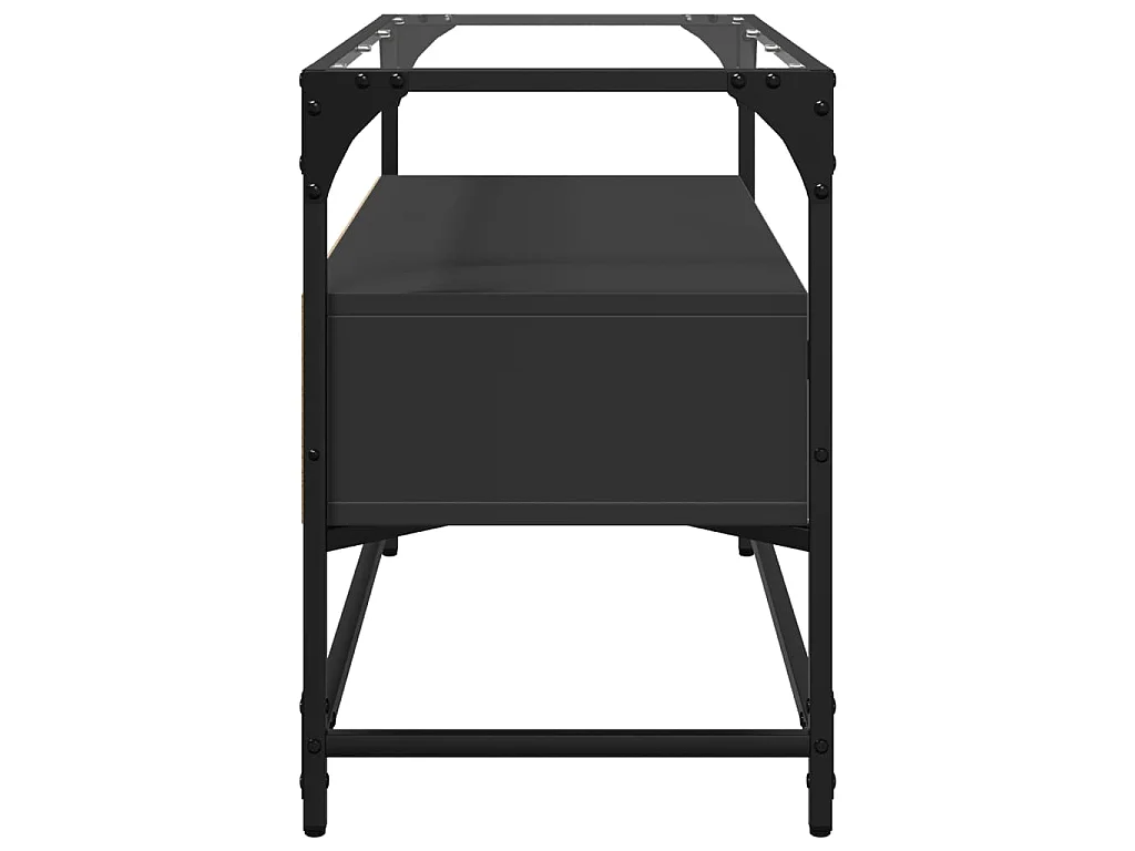 Meuble TV et dessus en verre noir 80x35x51 cm bois d'ingénierie