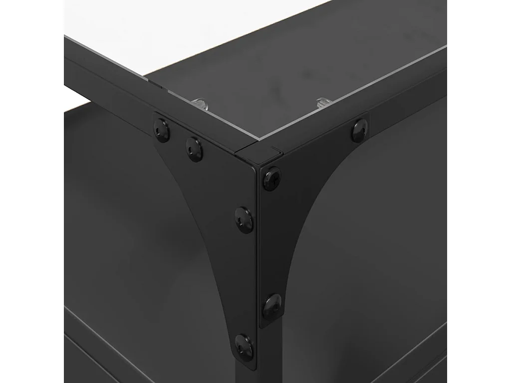 Meuble TV et dessus en verre noir 80x35x51 cm bois d'ingénierie