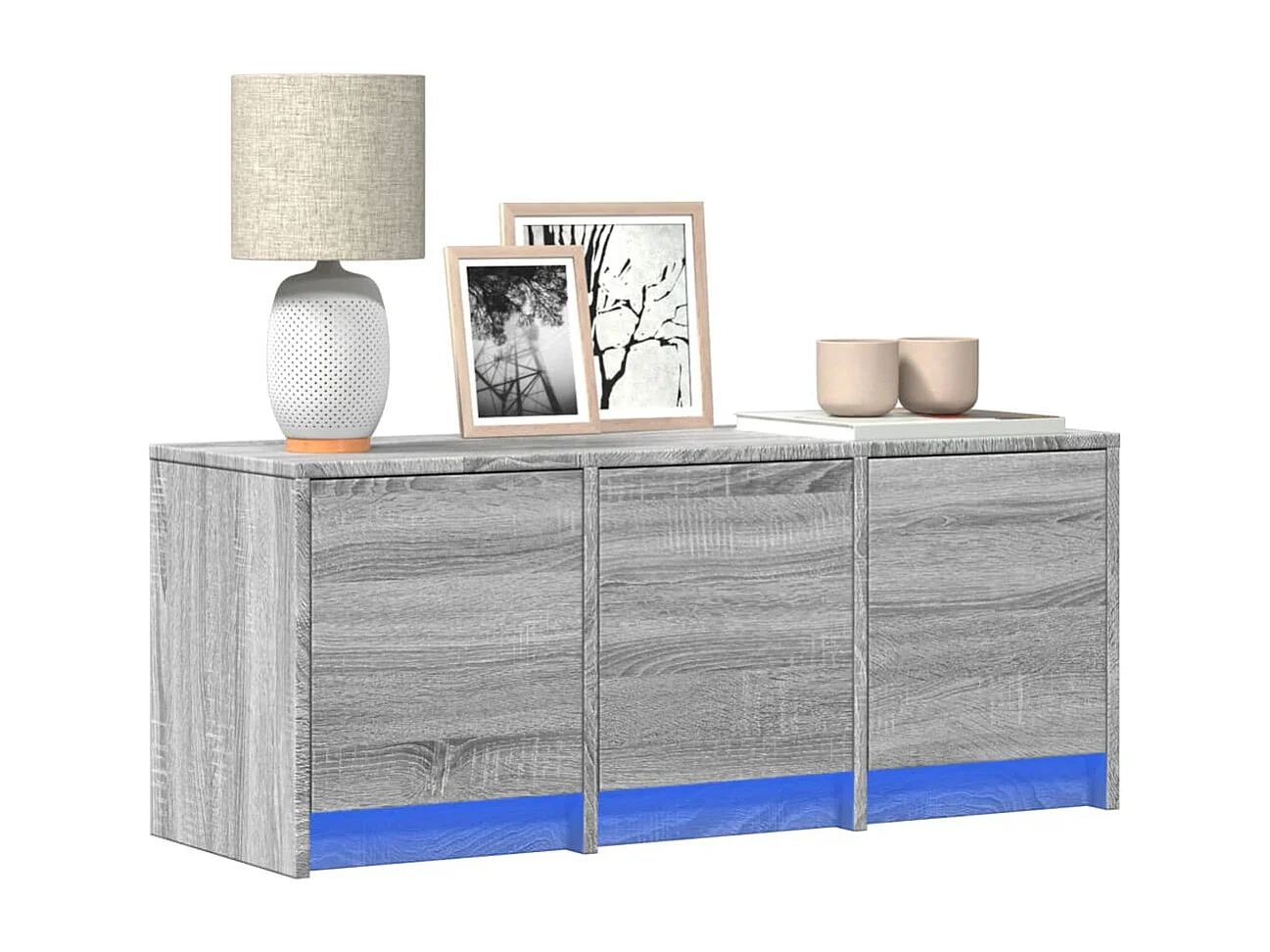 Tv-meubel met LED 97x34x40 cm bewerkt hout grijs sonoma eiken