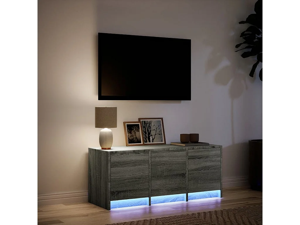 Tv-meubel met LED 97x34x40 cm bewerkt hout grijs sonoma eiken
