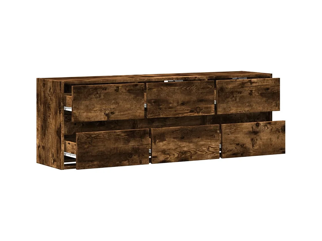 Meuble TV mural avec lumières LED chêne fumé 130x31x45 cm