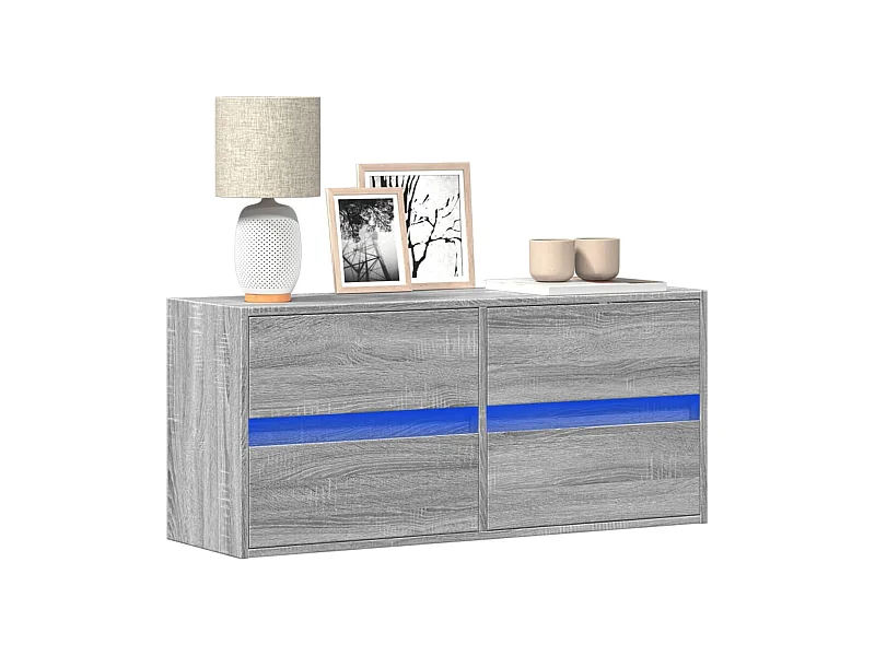 Meuble TV mural avec lumières LED sonoma gris 100x31x45 cm