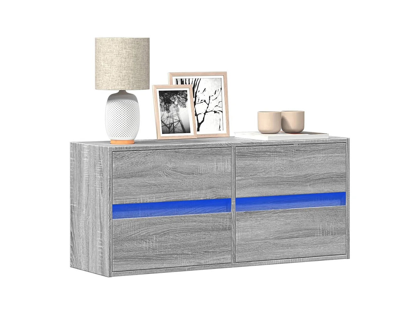 Meuble TV mural avec lumières LED sonoma gris 100x31x45 cm