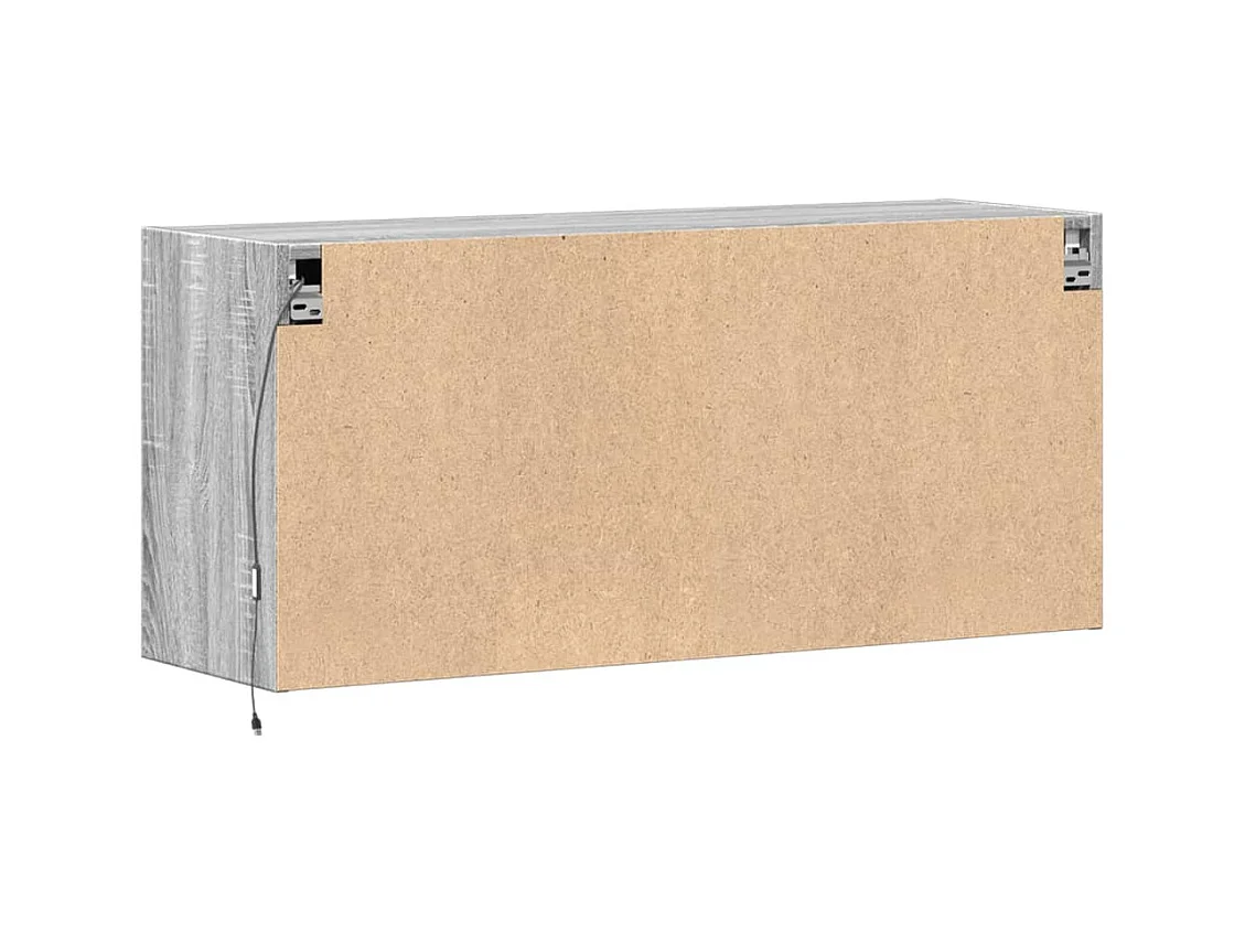 Meuble TV mural avec lumières LED sonoma gris 100x31x45 cm