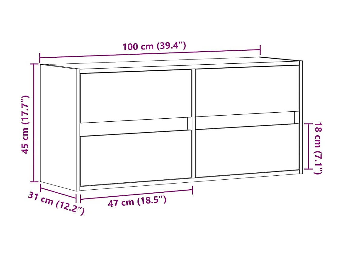 Mueble de TV de pared con luces LED gris Sonoma 100x31x45 cm