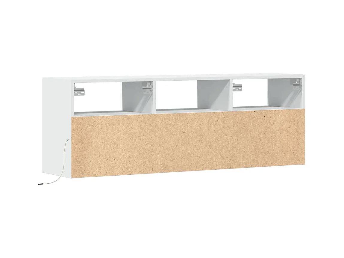 Meuble TV mural avec lumières LED blanc 130x31x45 cm