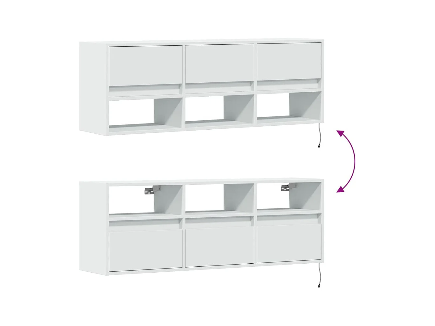 Meuble TV mural avec lumières LED blanc 130x31x45 cm