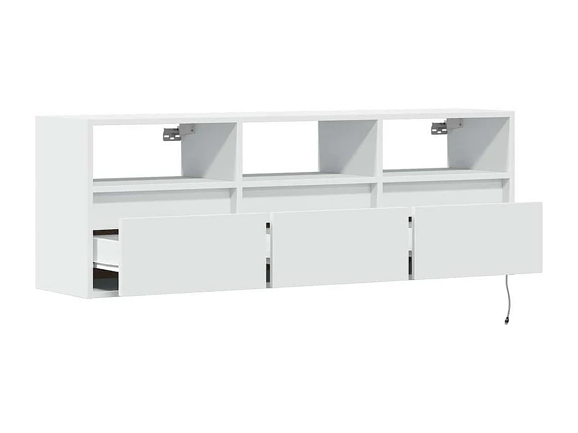 Meuble TV mural avec lumières LED blanc 130x31x45 cm