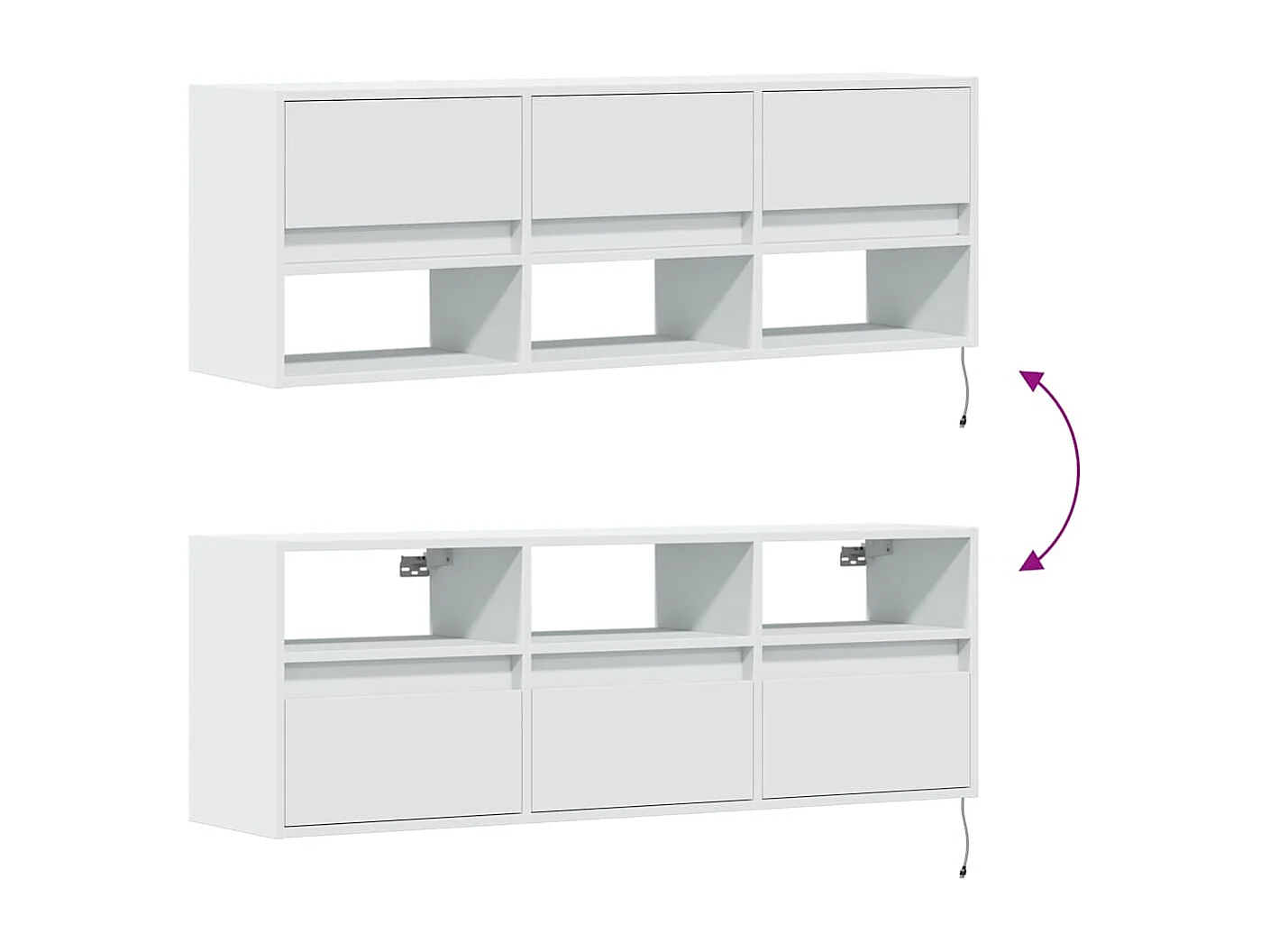 Meuble TV mural avec lumières LED blanc 130x31x45 cm