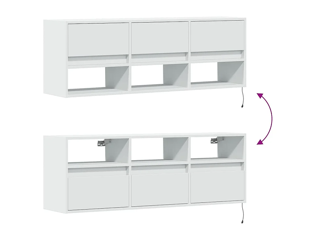 Meuble TV mural avec lumières LED blanc 130x31x45 cm