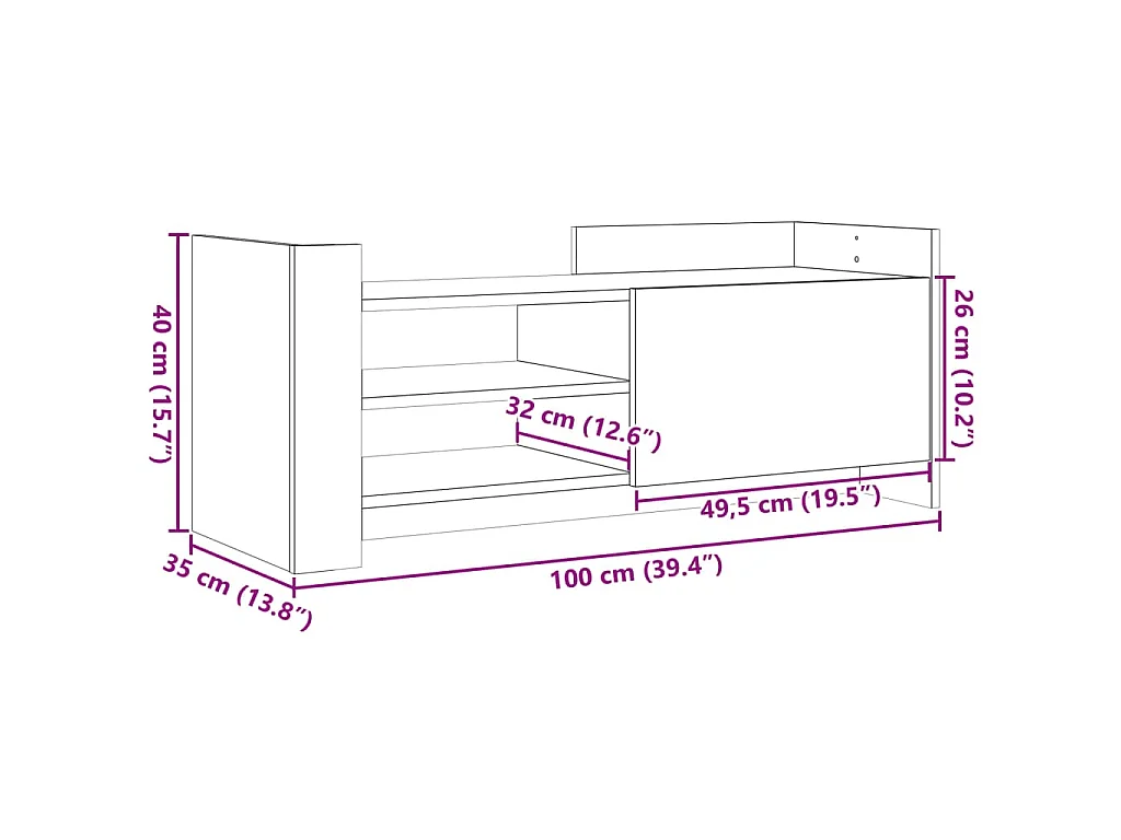 Mobile per TV Rovere Sonoma 100x35x40 cm Legno Multistrato