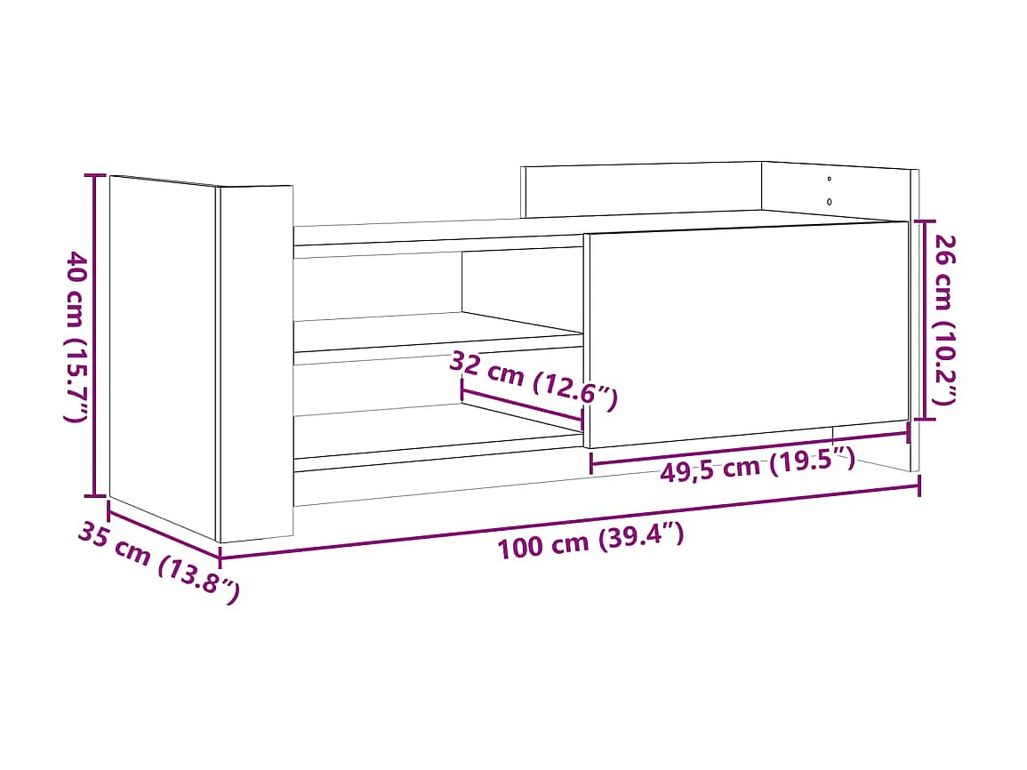 Mobile Porta TV Nero 100x35x40 cm in Legno Multistrato