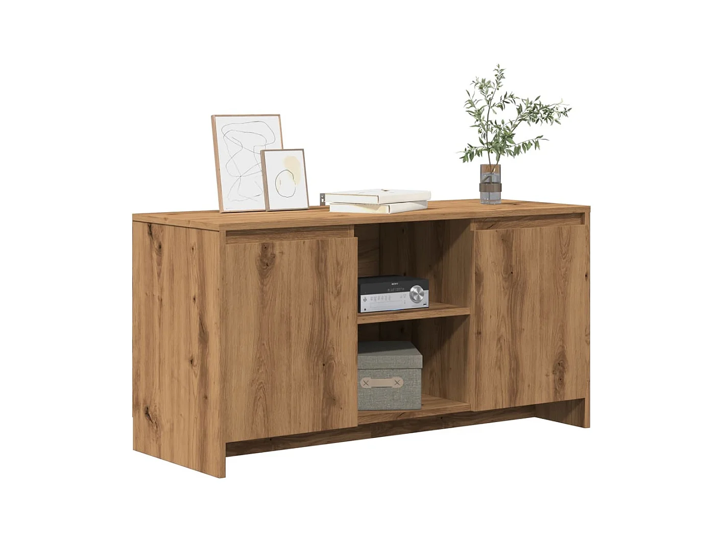 Meuble TV chêne artisanal 102x37,5x52,5 cm bois d'ingénierie