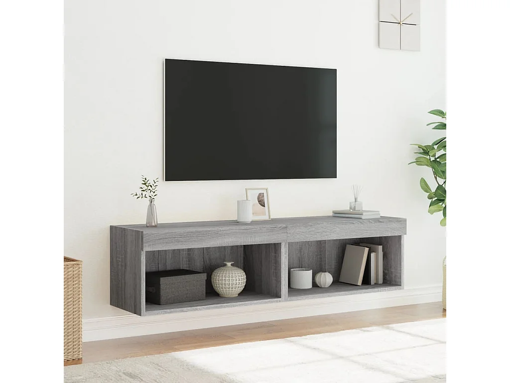 Mobili Porta TV con Luci LED 2pz Grigio Sonoma 60x30x30 cm