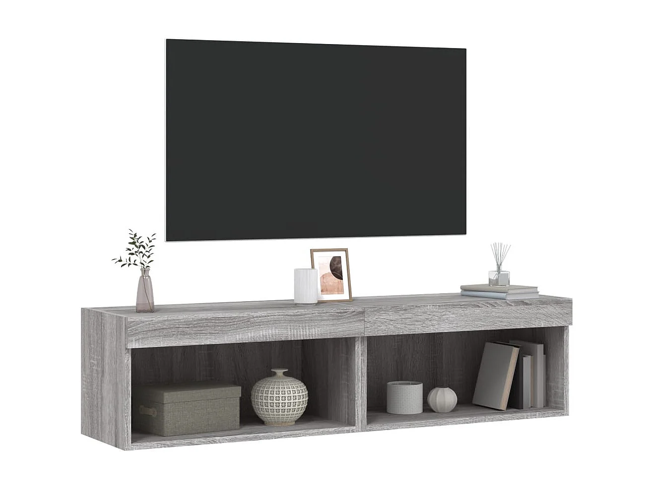 Mobili Porta TV con Luci LED 2pz Grigio Sonoma 60x30x30 cm