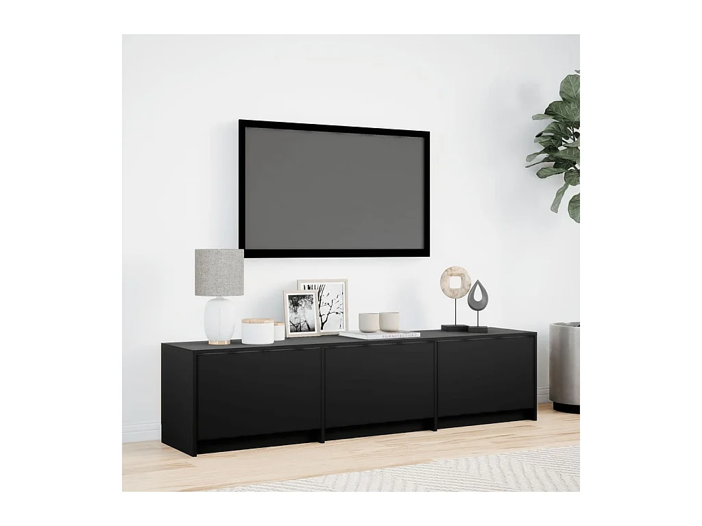 TV-Schrank mit LED-Beleuchtung Schwarz 165x34x40 cm