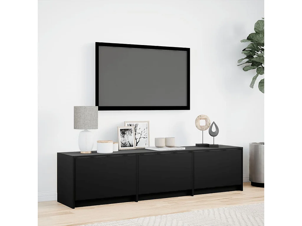 TV-Schrank mit LED-Beleuchtung Schwarz 165x34x40 cm